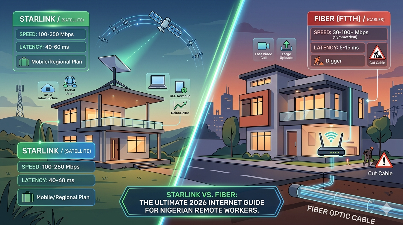 Starlink vs. Fiber: The Ultimate 2026 Internet Guide for Nigerian Remote Workers.