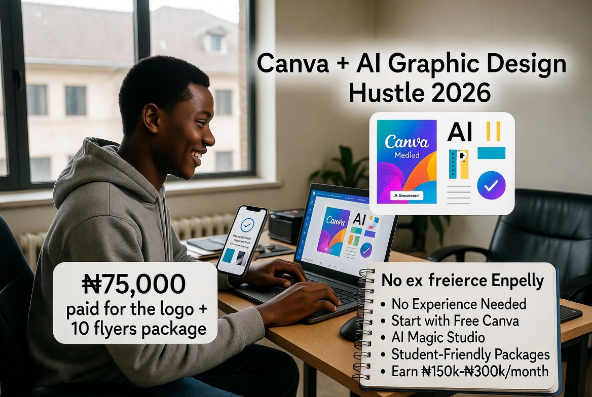 Graphic Design Side Hustle for Students in Nigeria: Use Canva + AI to Earn While in School 2026