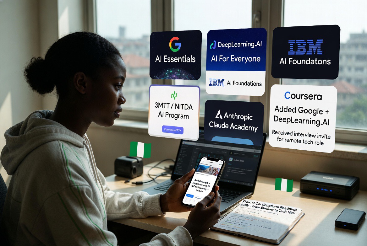 Free AI Certifications That Actually Help Nigerian Students Get Hired in Tech 2026 (Step-by-Step Roadmap)