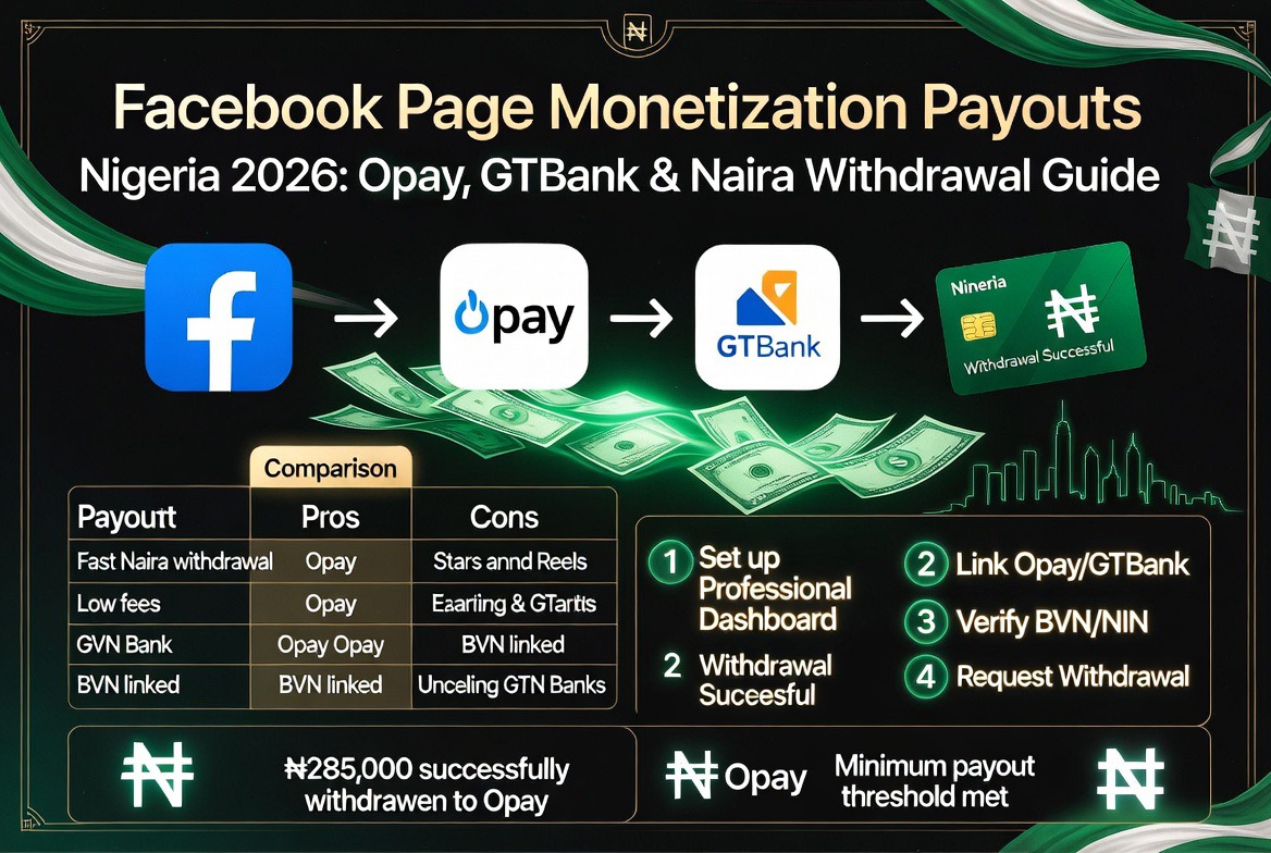 Facebook Page Monetization Payouts Nigeria 2026: Opay, GTBank & Naira Withdrawal Guide
