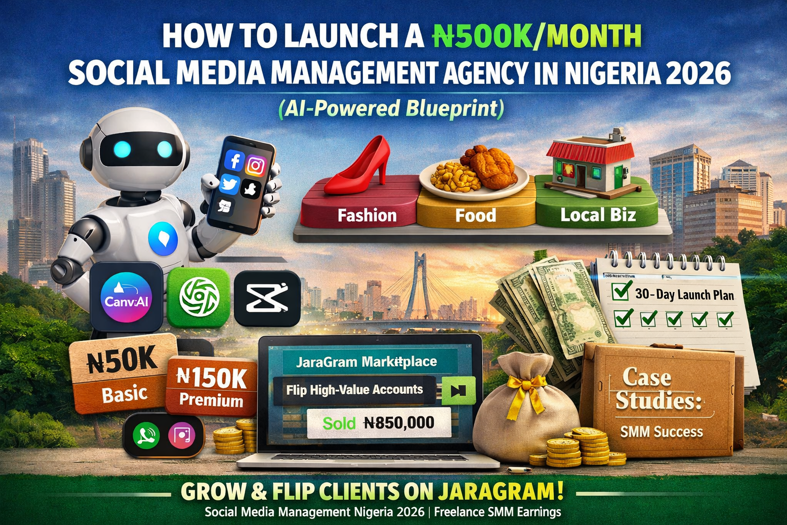 How to Launch a ₦500K/Month Social Media Management Agency in Nigeria (2026 AI Blueprint)