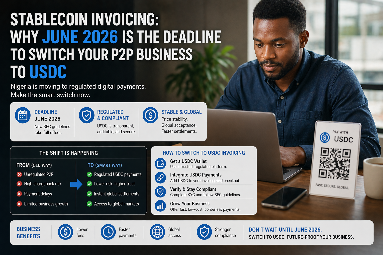Stablecoin Invoicing: Why June 2026 Is the Deadline to Switch Your P2P Business to USDC