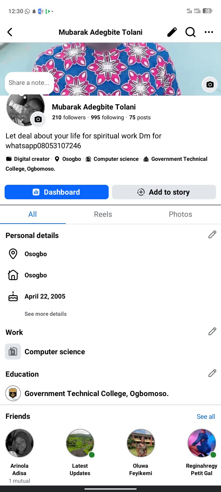 Social Media account screenshot — Facebook 