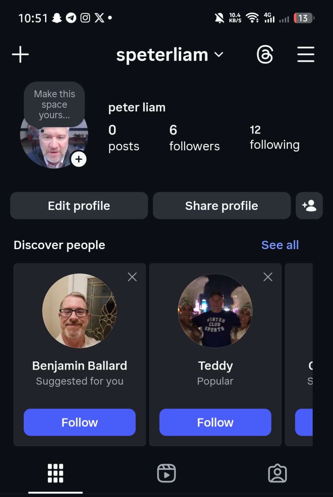 Social Media account screenshot — Fresh Instagram Account