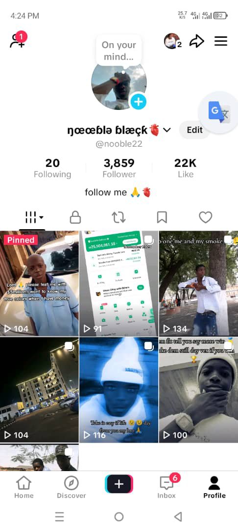Social media account screenshot — @nooble22